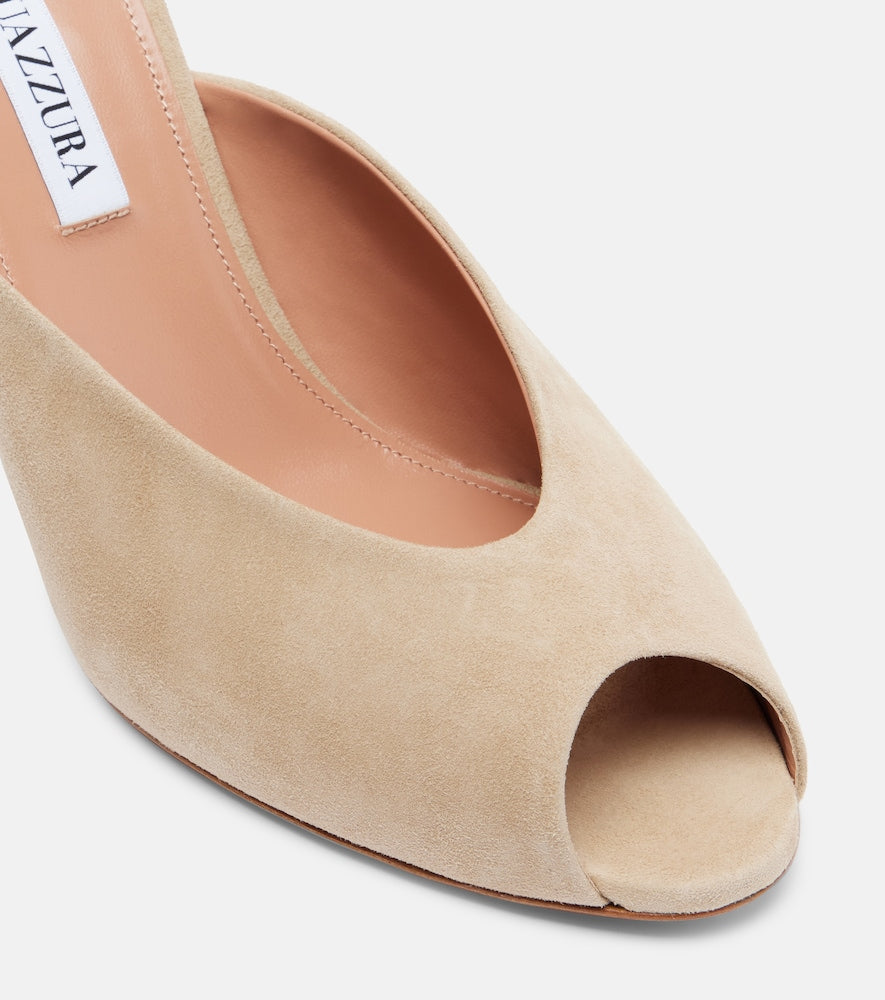 Aquazzura Secret 85 suede mules