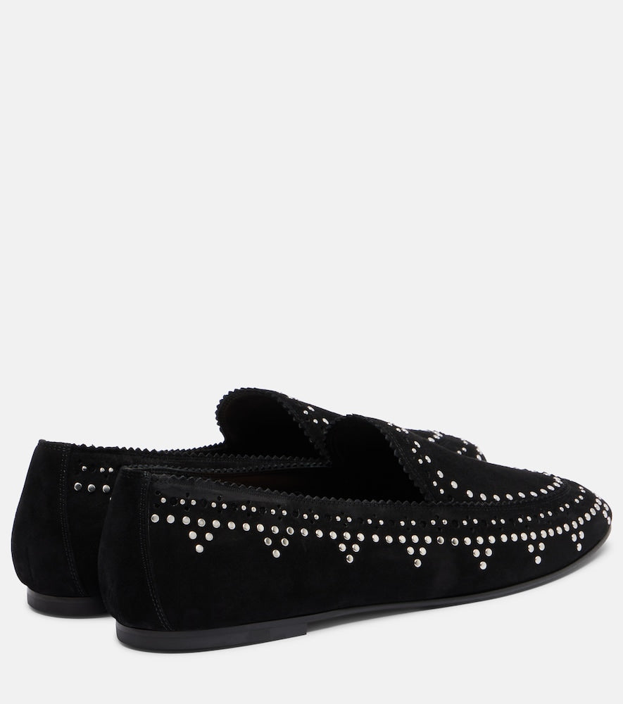 Aquazzura Skye studded suede loafers