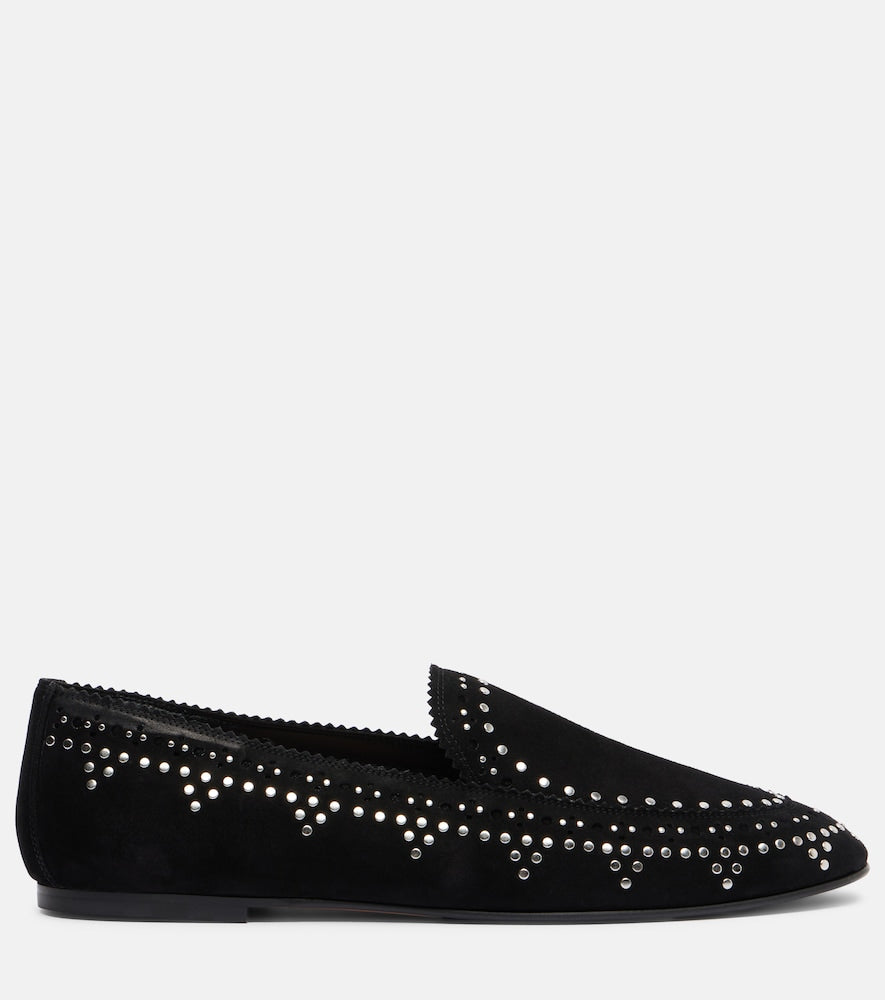 Aquazzura Skye studded suede loafers