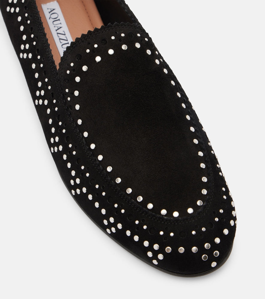 Aquazzura Skye studded suede loafers