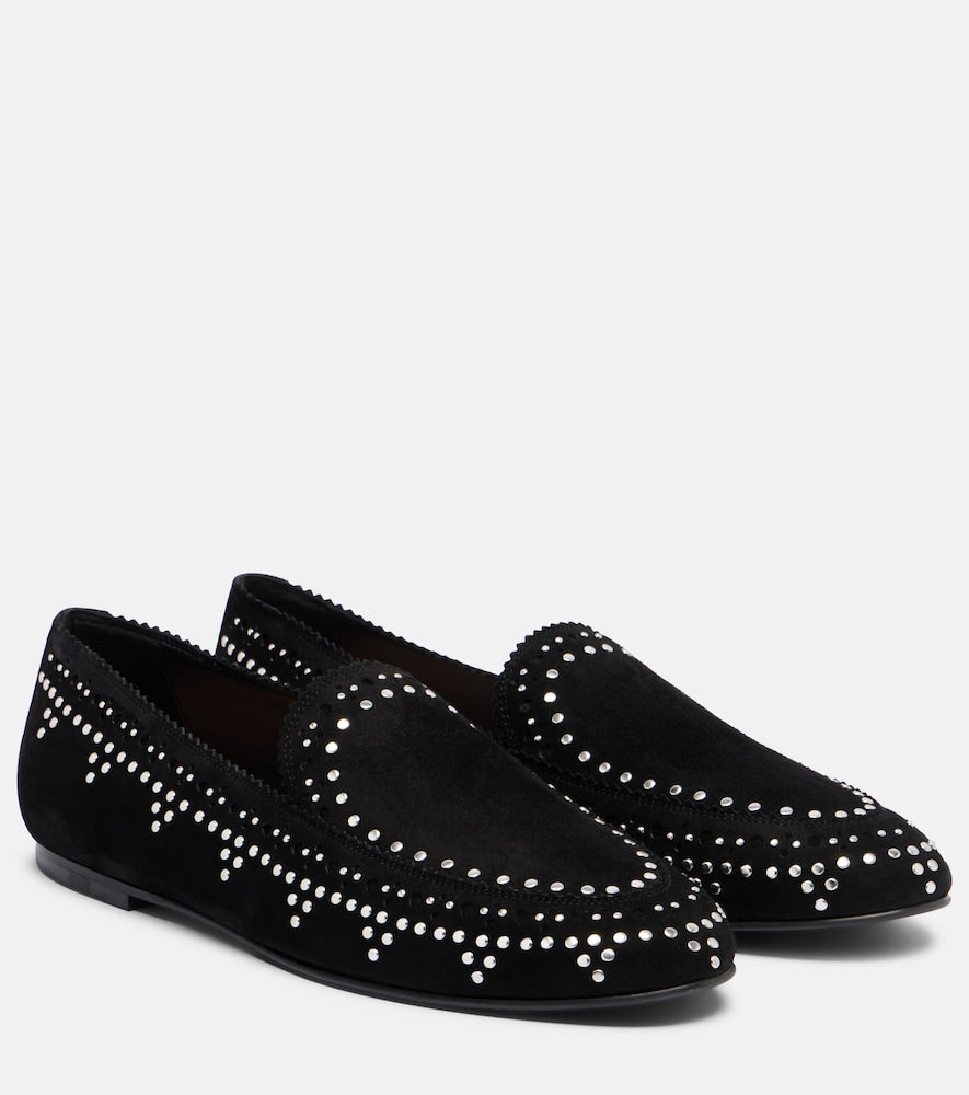 Aquazzura Skye studded suede loafers