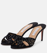 Aquazzura Slow Kisses embellished chiffon mules