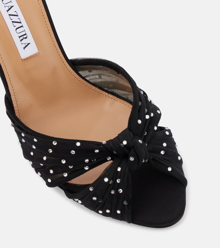 Aquazzura Slow Kisses embellished chiffon mules