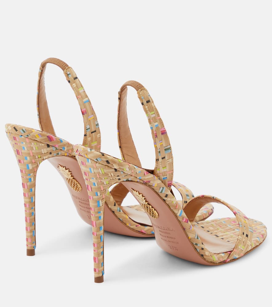 Aquazzura So Nude 105 raffia slingback sandals