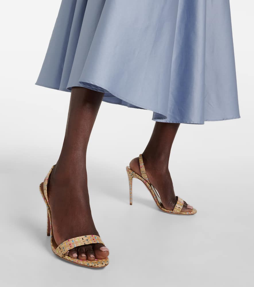 Aquazzura So Nude 105 raffia slingback sandals