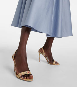 Aquazzura So Nude 105 raffia slingback sandals