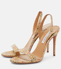 Aquazzura So Nude 105 raffia slingback sandals