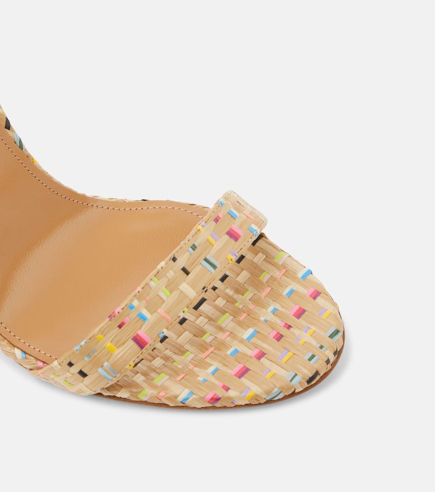 Aquazzura So Nude 105 raffia slingback sandals