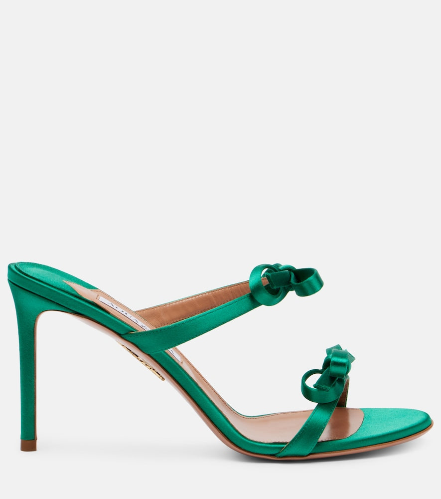 Aquazzura Soave 85 bow-detail satin mules