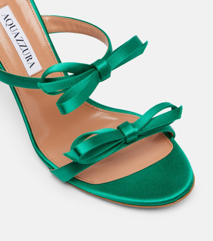 Aquazzura Soave 85 bow-detail satin mules