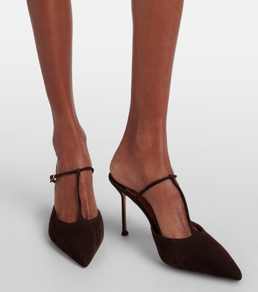 Aquazzura Sorbonne 85 suede mules