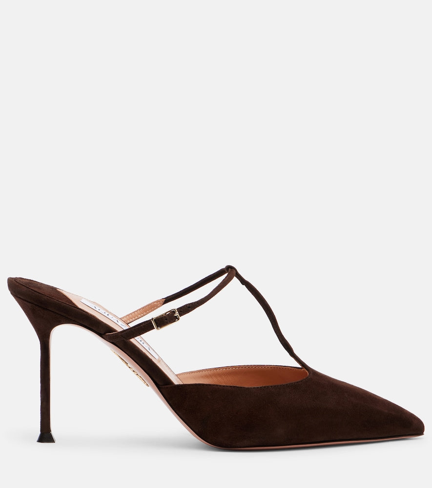 Aquazzura Sorbonne 85 suede mules