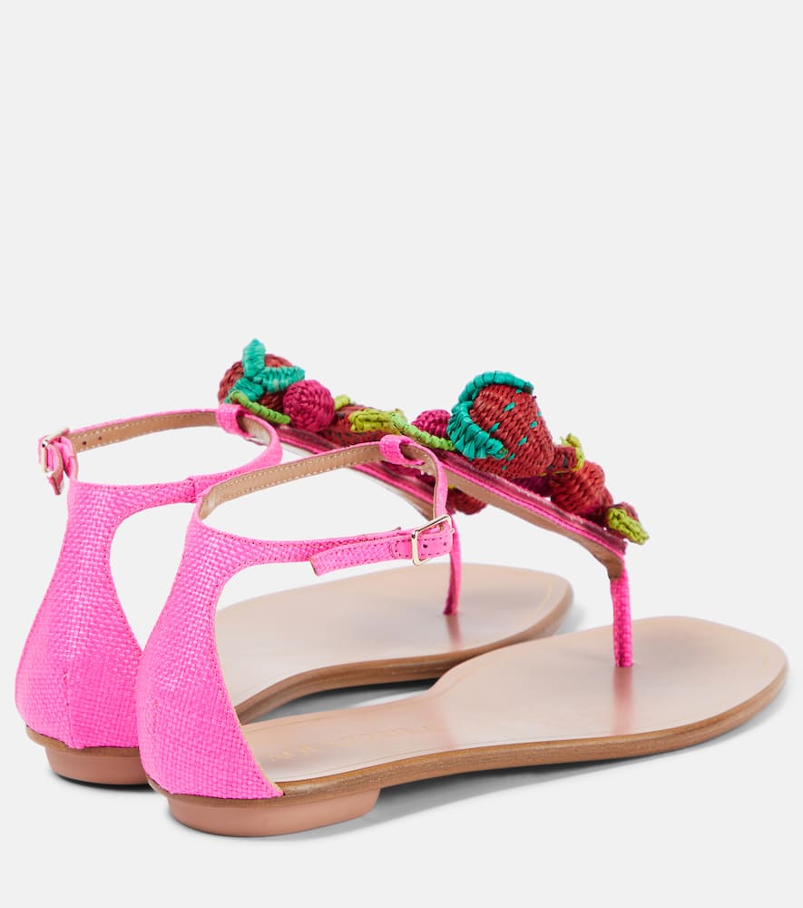 Aquazzura Strawberry Punch raffia thong sandals