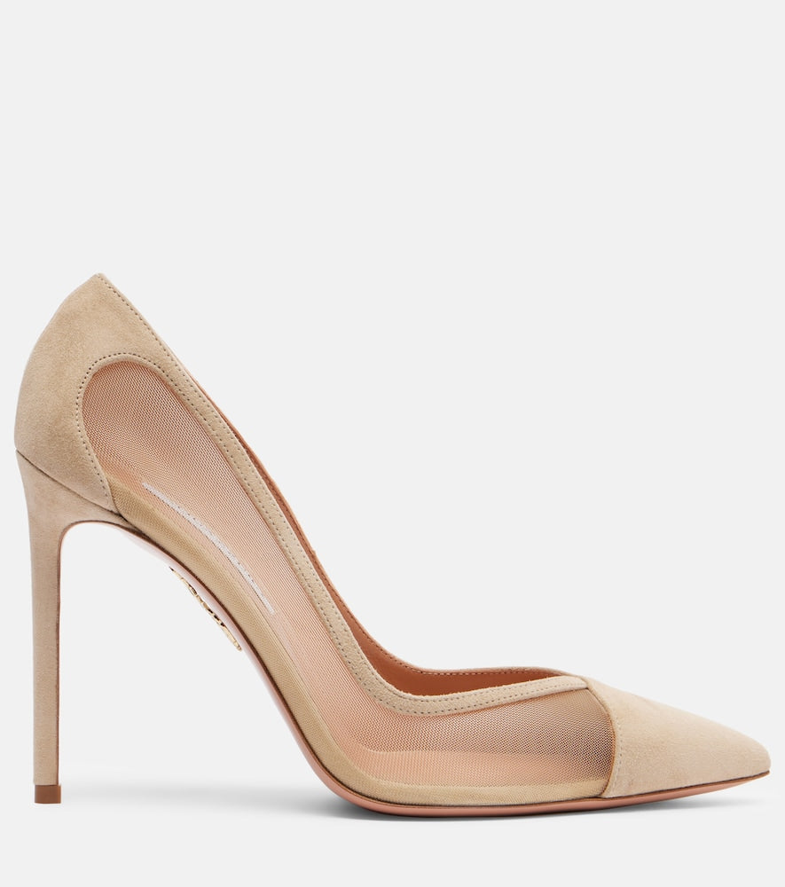 Aquazzura Studio 105 mesh and suede pumps