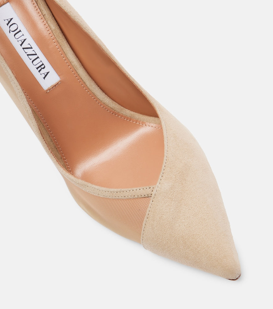 Aquazzura Studio 105 mesh and suede pumps
