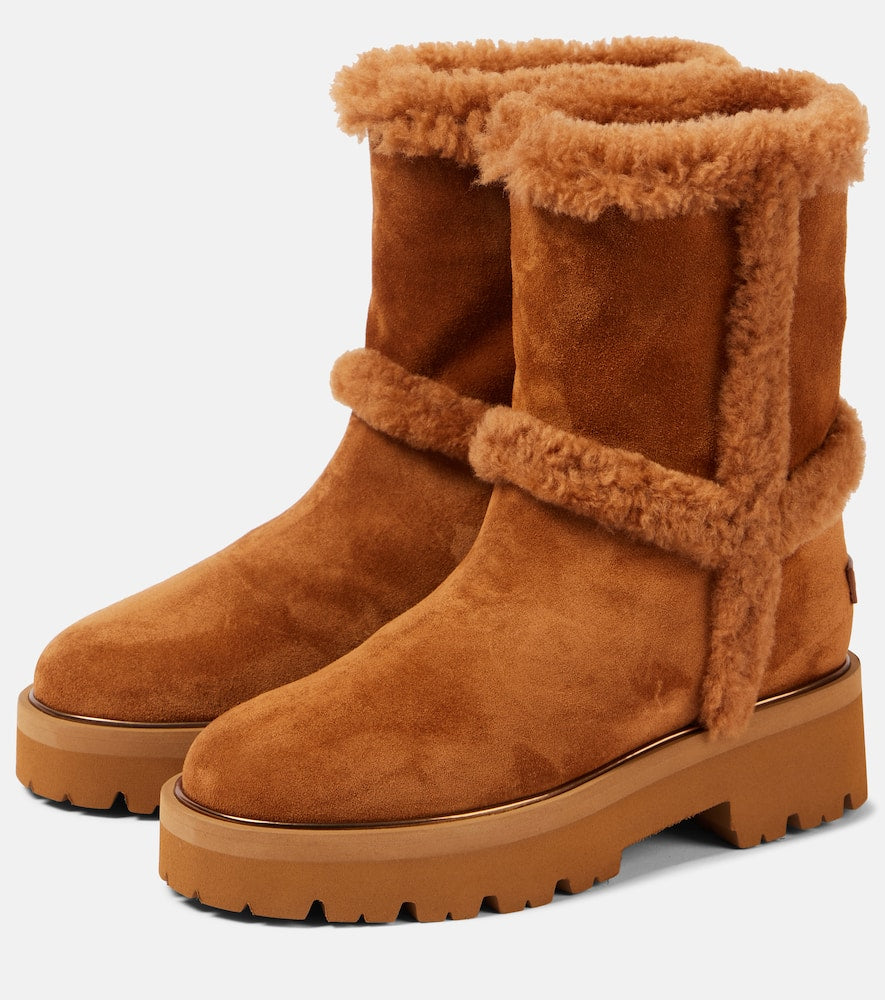 Aquazzura Teddi 20 shearling-trimmed suede boots
