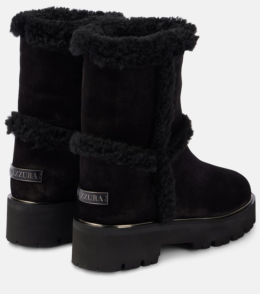 Aquazzura Teddi shearling-trimmed leather booties