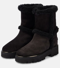 Aquazzura Teddi shearling-trimmed leather booties