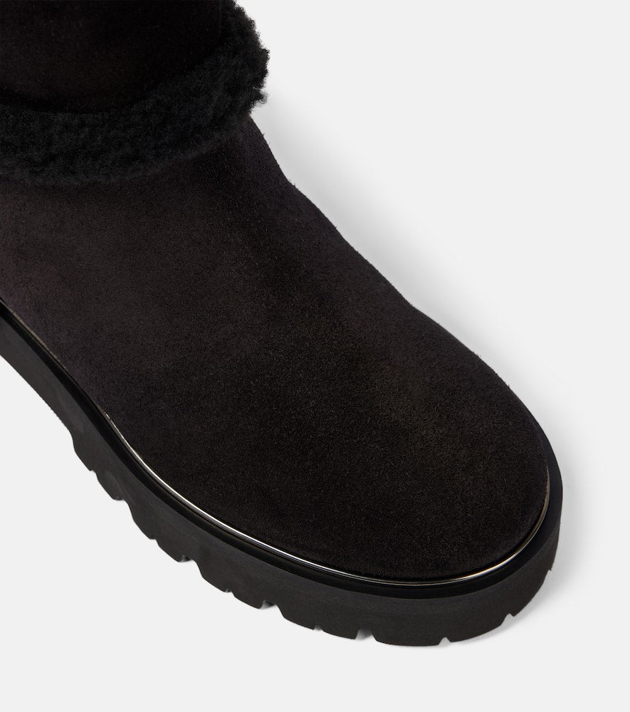 Aquazzura Teddi shearling-trimmed leather booties