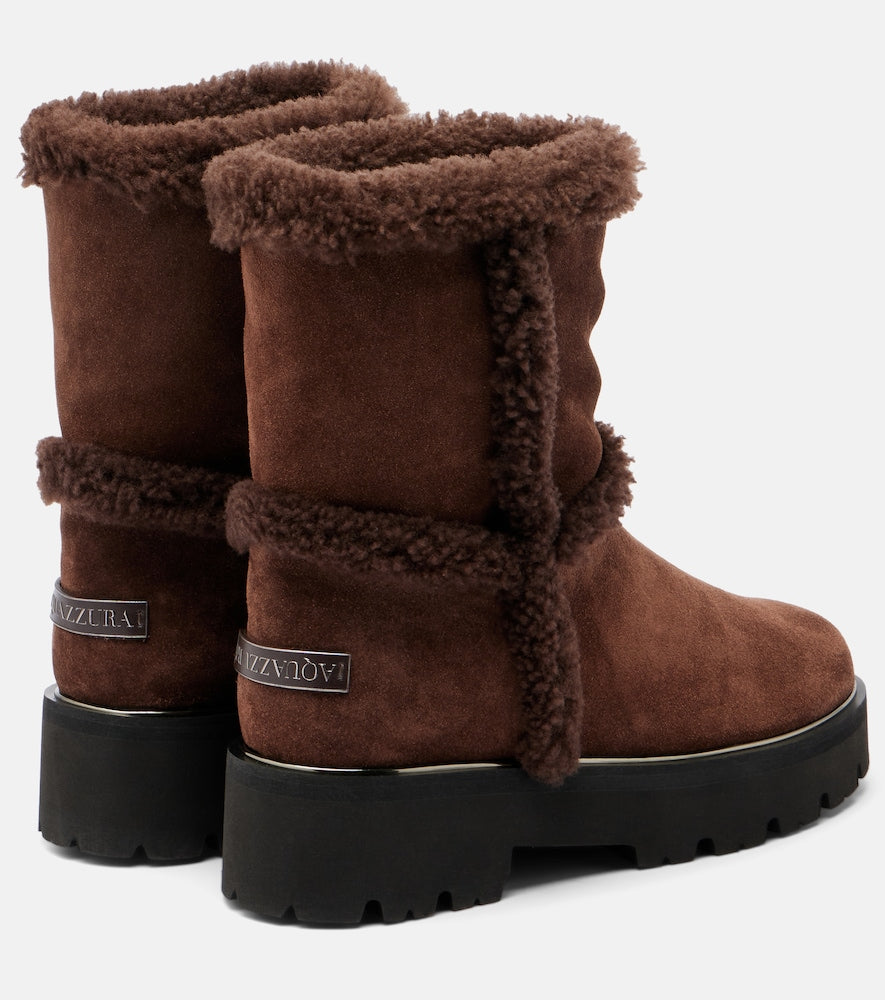 Aquazzura Teddi shearling-trimmed suede ankle boots