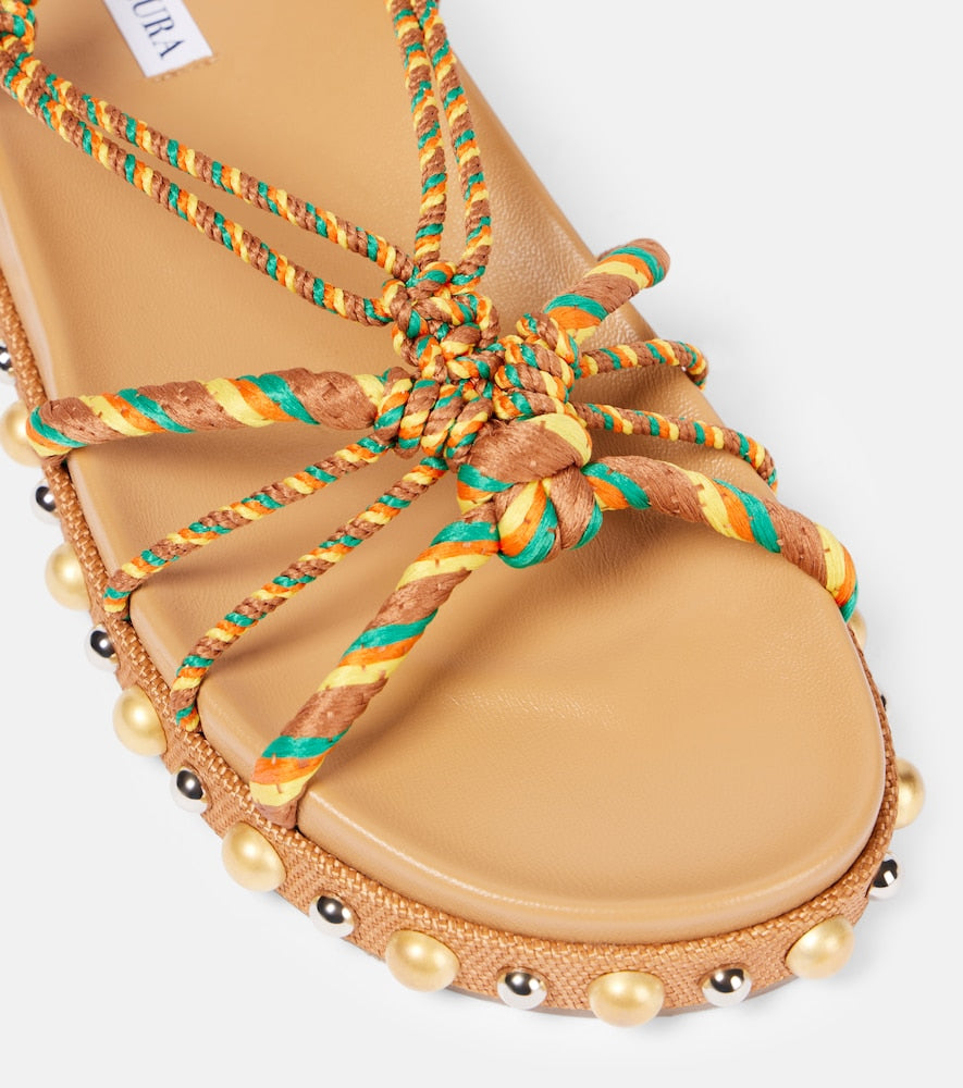 Aquazzura Tropical Rope embellished raffia sandals