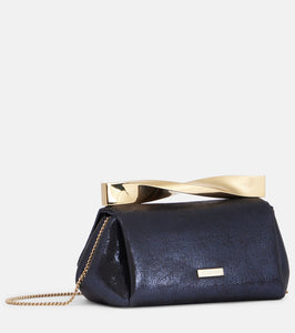Aquazzura Twist Mini leather-trimmed clutch