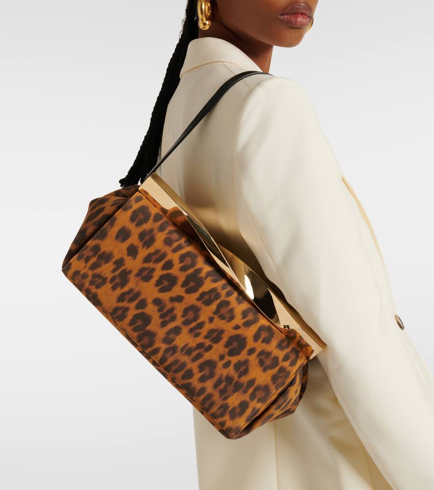 Aquazzura Twist Small leopard-print suede clutch