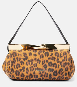 Aquazzura Twist Small leopard-print suede clutch