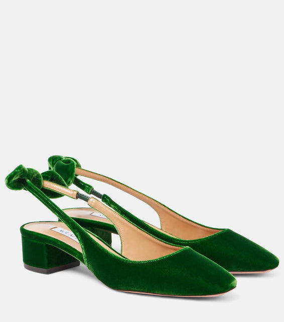 Aquazzura Very Bow Tie 35 velvet slingback pumps
