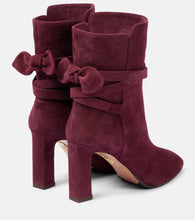 Aquazzura Very Bow Tie 85 suede ankle boots