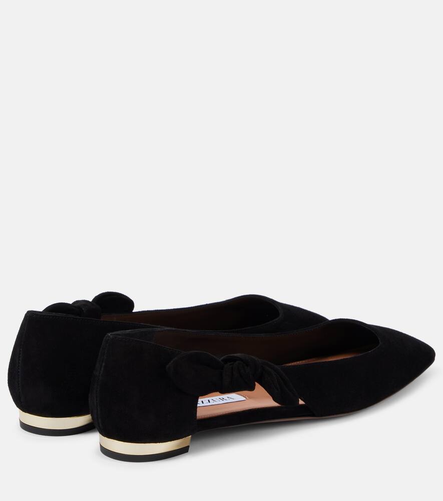 Aquazzura Very Bow Tie suede ballet flats