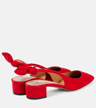 Aquazzura Very Bow suede slingback pumps