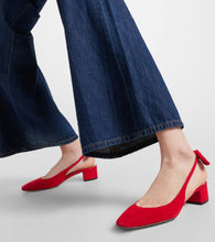Aquazzura Very Bow suede slingback pumps