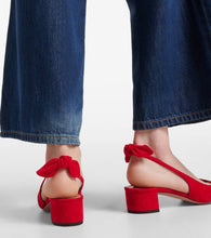 Aquazzura Very Bow suede slingback pumps