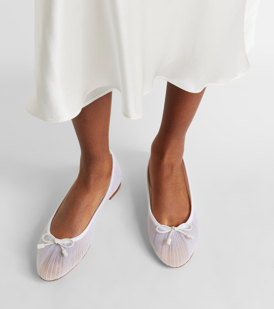 Aquazzura Voile leather-trimmed tulle ballet flats