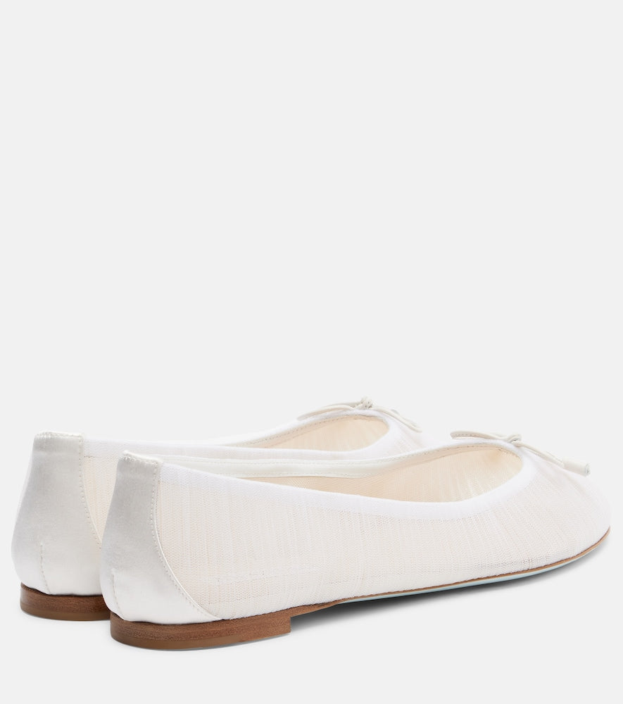 Aquazzura Voile leather-trimmed tulle ballet flats
