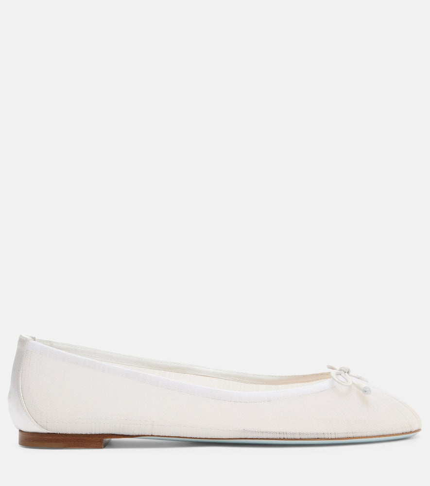 Aquazzura Voile leather-trimmed tulle ballet flats