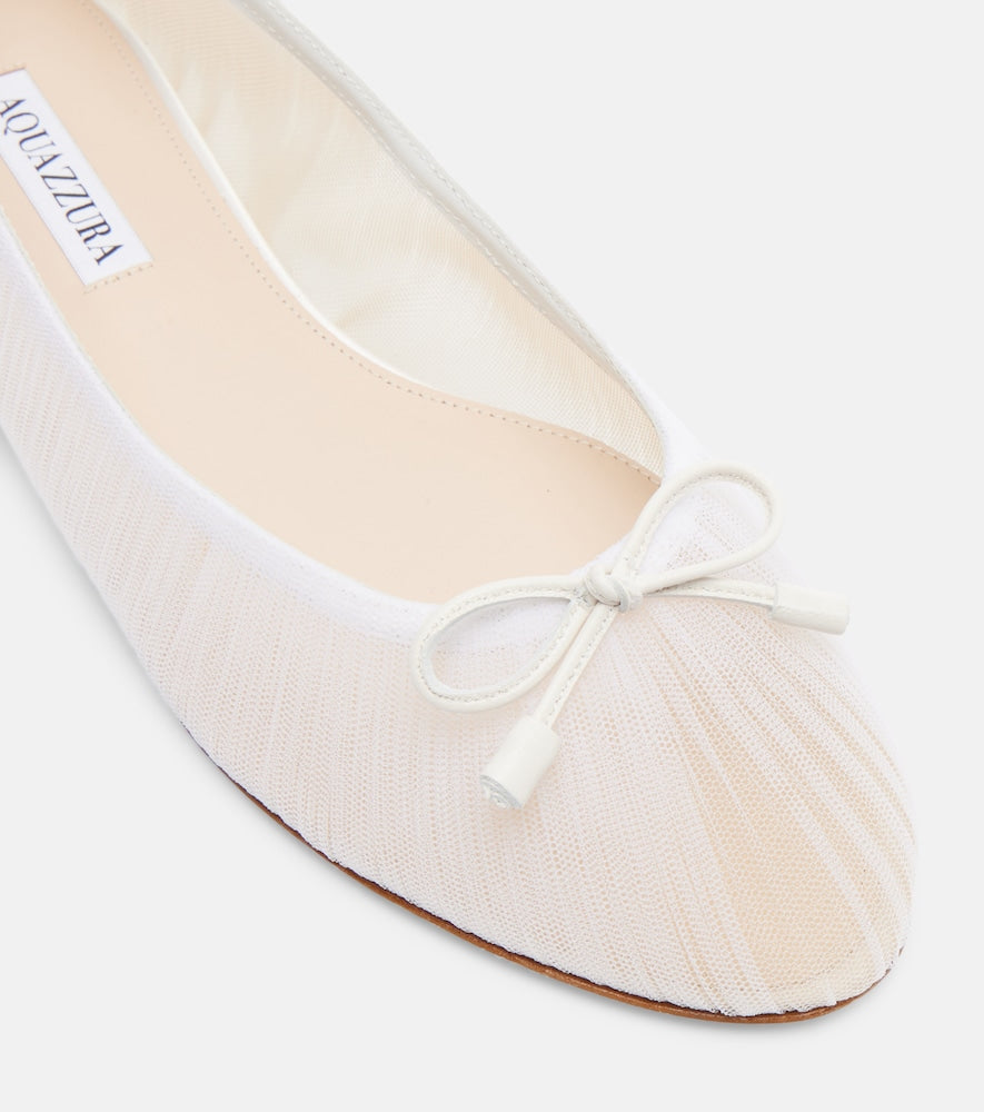 Aquazzura Voile leather-trimmed tulle ballet flats