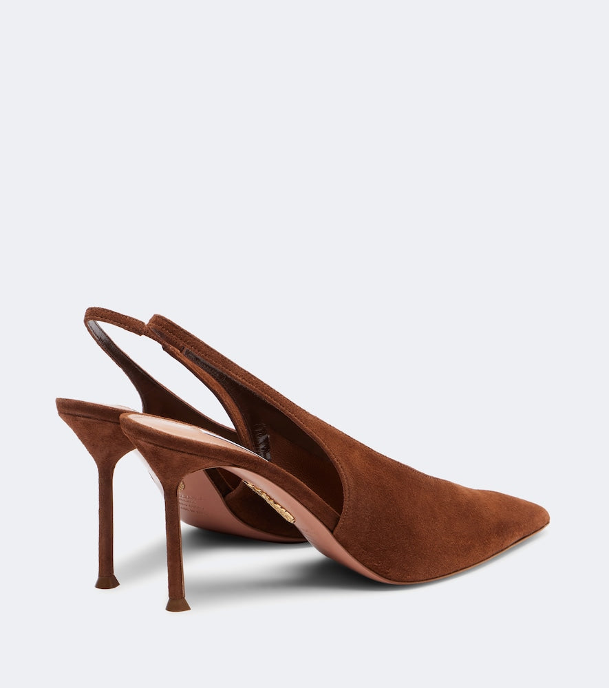 Aquazzura Voltaire 85 suede slingback pumps