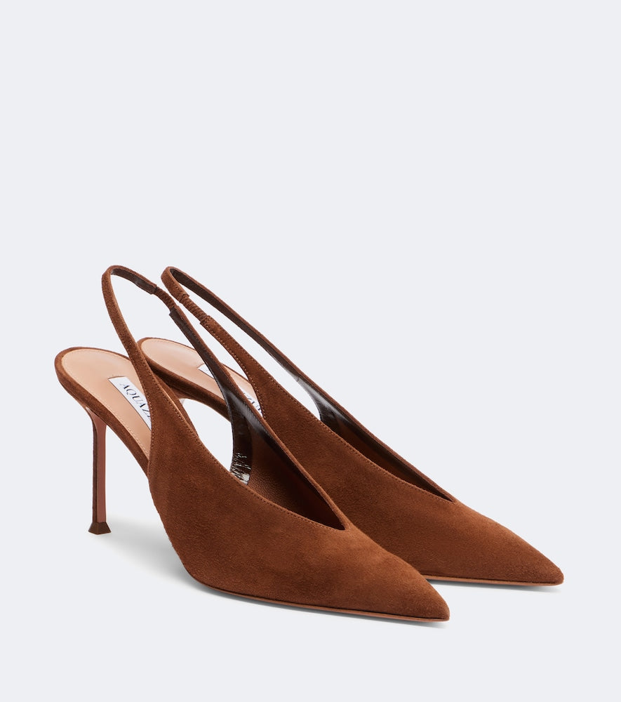 Aquazzura Voltaire 85 suede slingback pumps