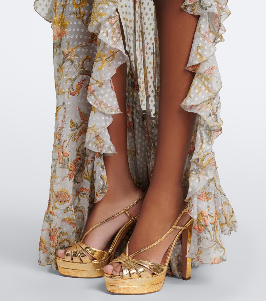 Aquazzura Aimee130 metallic leather platform sandals - Gold Heeled Sandals