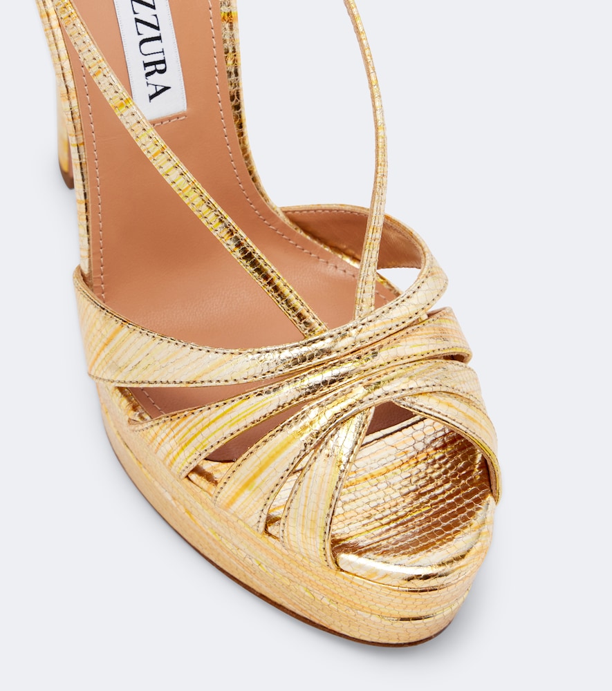 Aquazzura Aimee130 metallic leather platform sandals - Gold Heeled Sandals