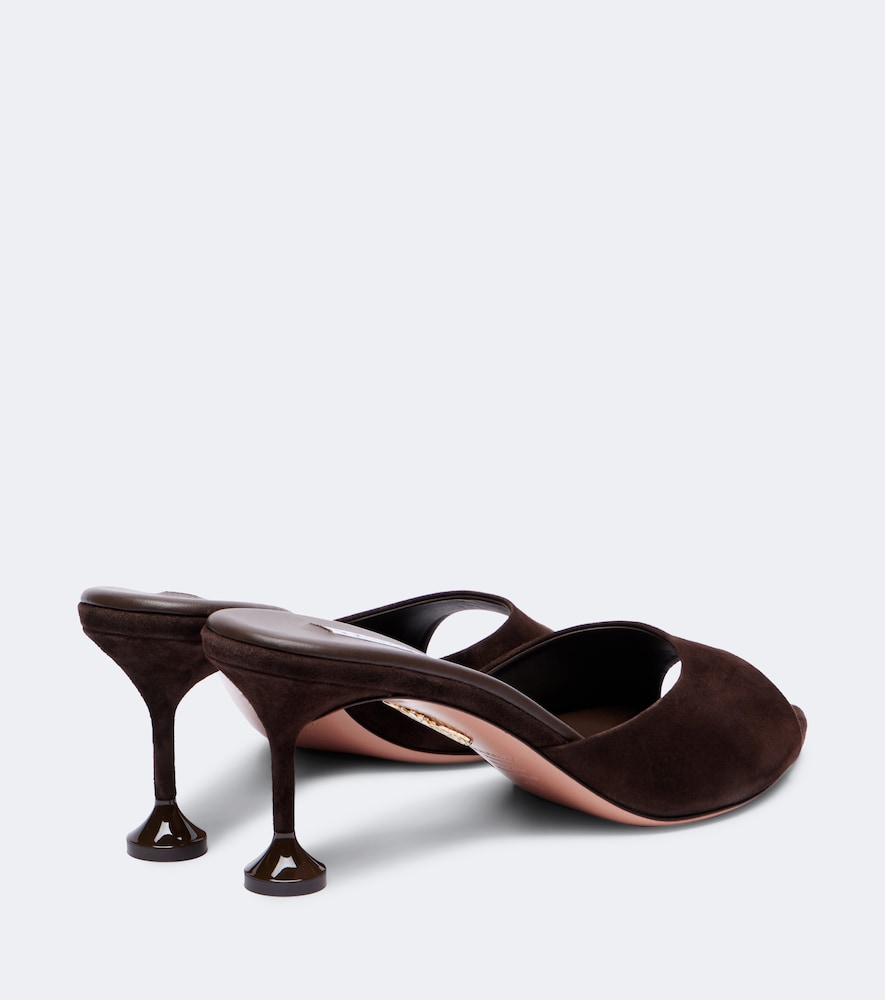 Brown Aquazzura Bisous 65 suede mules - Heeled Sandals