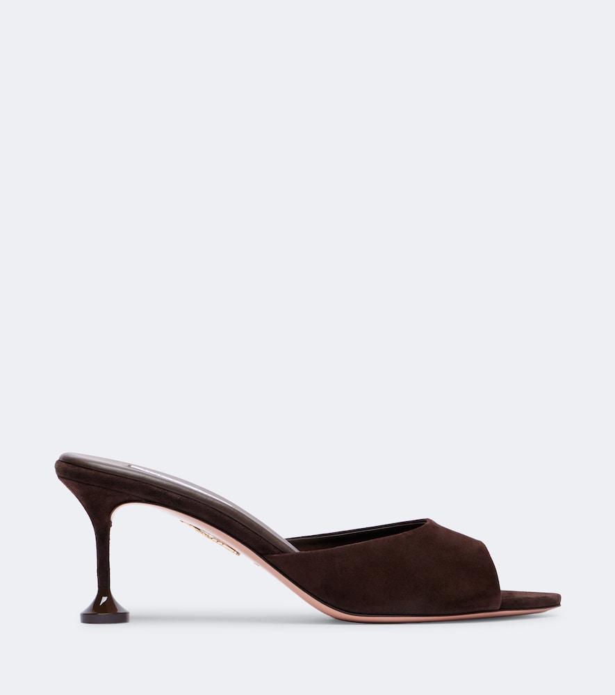 Brown Aquazzura Bisous 65 suede mules - Heeled Sandals