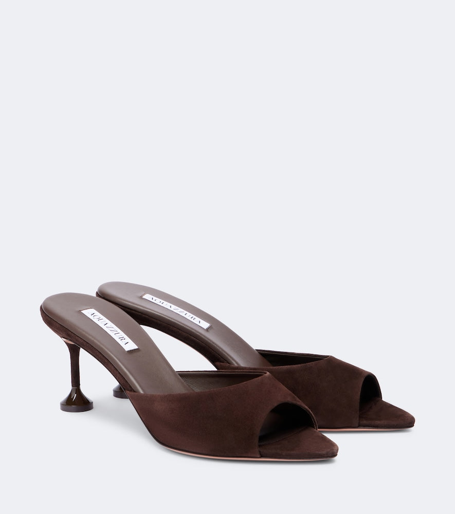 Brown Aquazzura Bisous 65 suede mules - Heeled Sandals