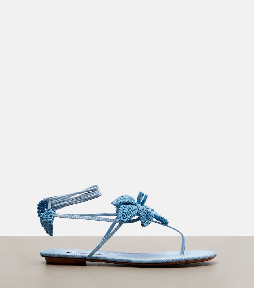 Aquazzura Calypso raffia thong sandals (Blue) - Flat Sandals