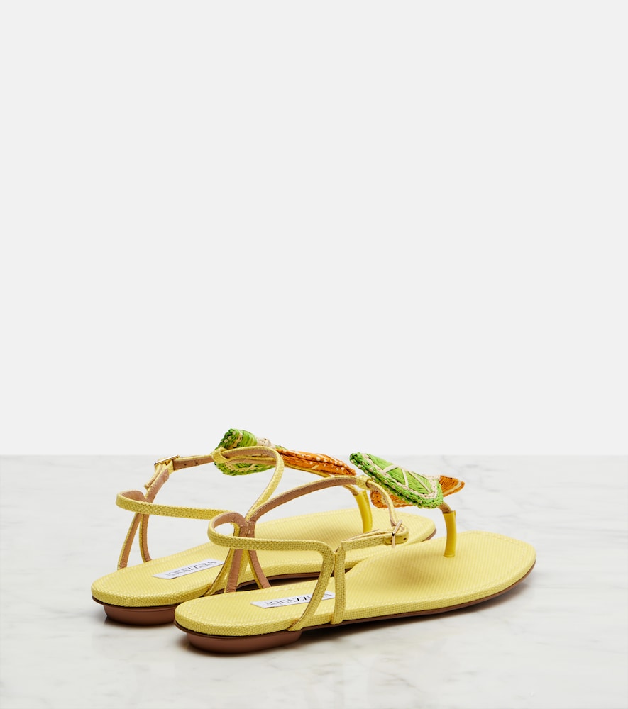 Multicoloured Aquazzura Citrus Sugar raffia slingback sandals - Flat Sandals