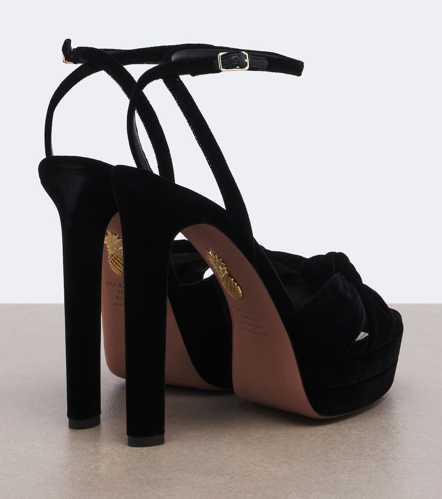 Black Aquazzura Cupid velvet platform pumps - High-Heel Sandals