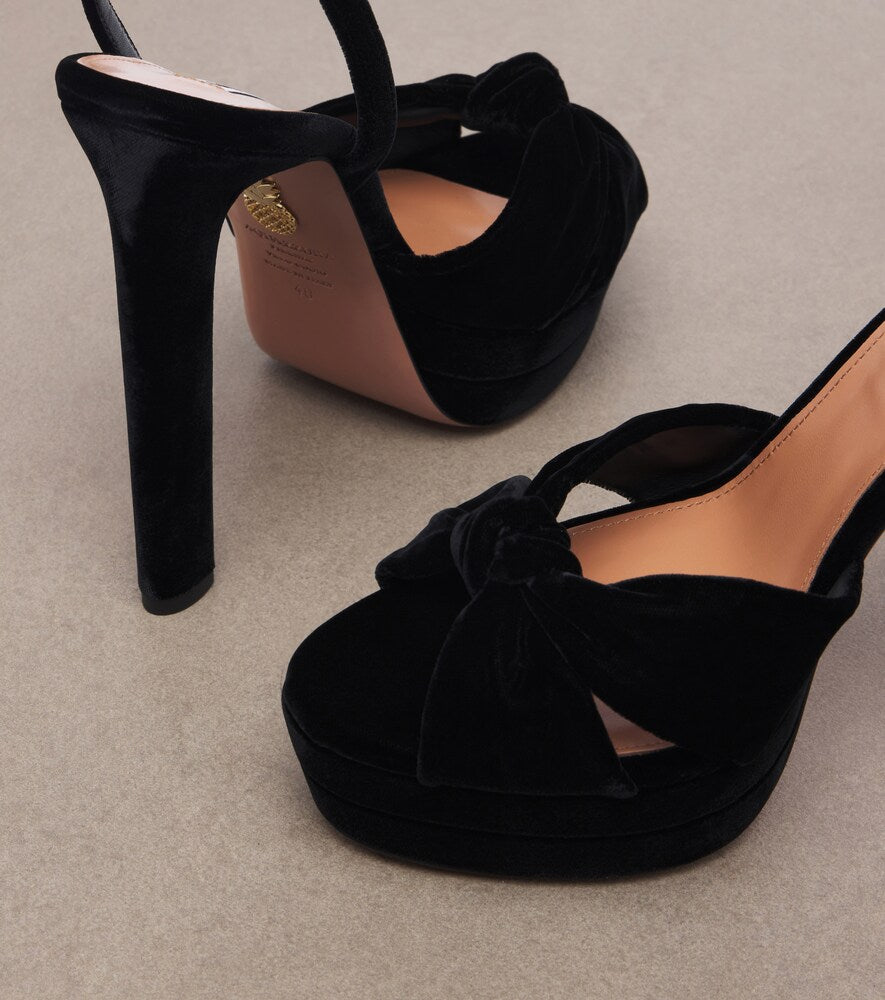 Black Aquazzura Cupid velvet platform pumps - High-Heel Sandals