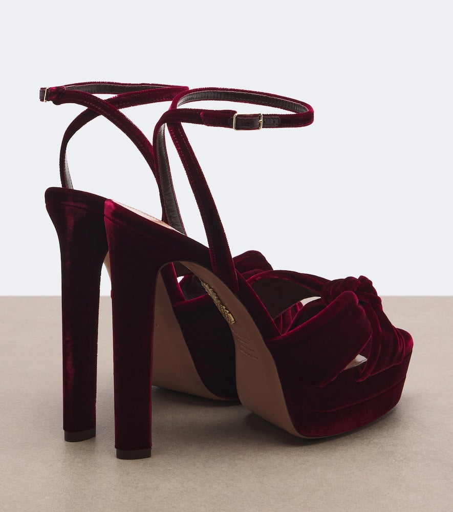 Aquazzura Cupid velvet platform sandals - Burgundy High-Heel Sandals